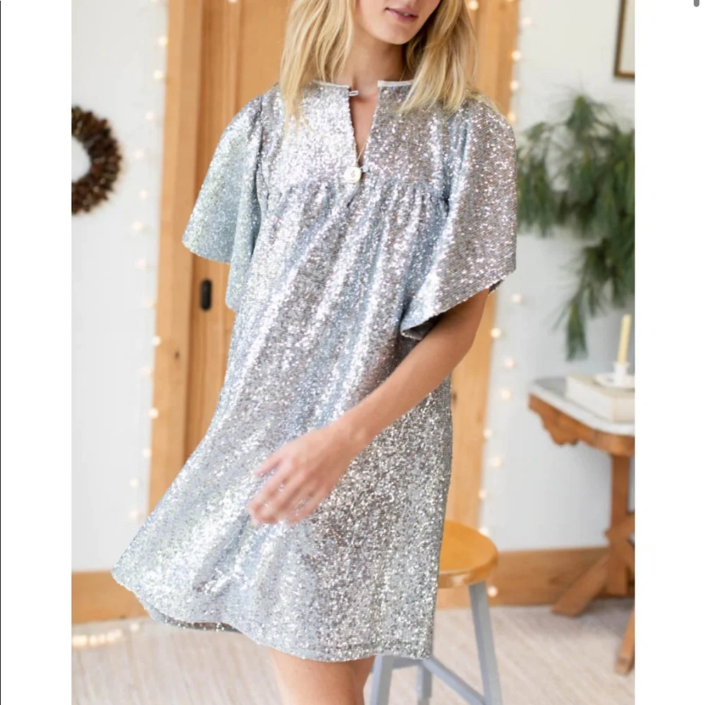 EMERSON FRY Marion Short Dress - Silver Sequin XXS - Picture 5 of 15